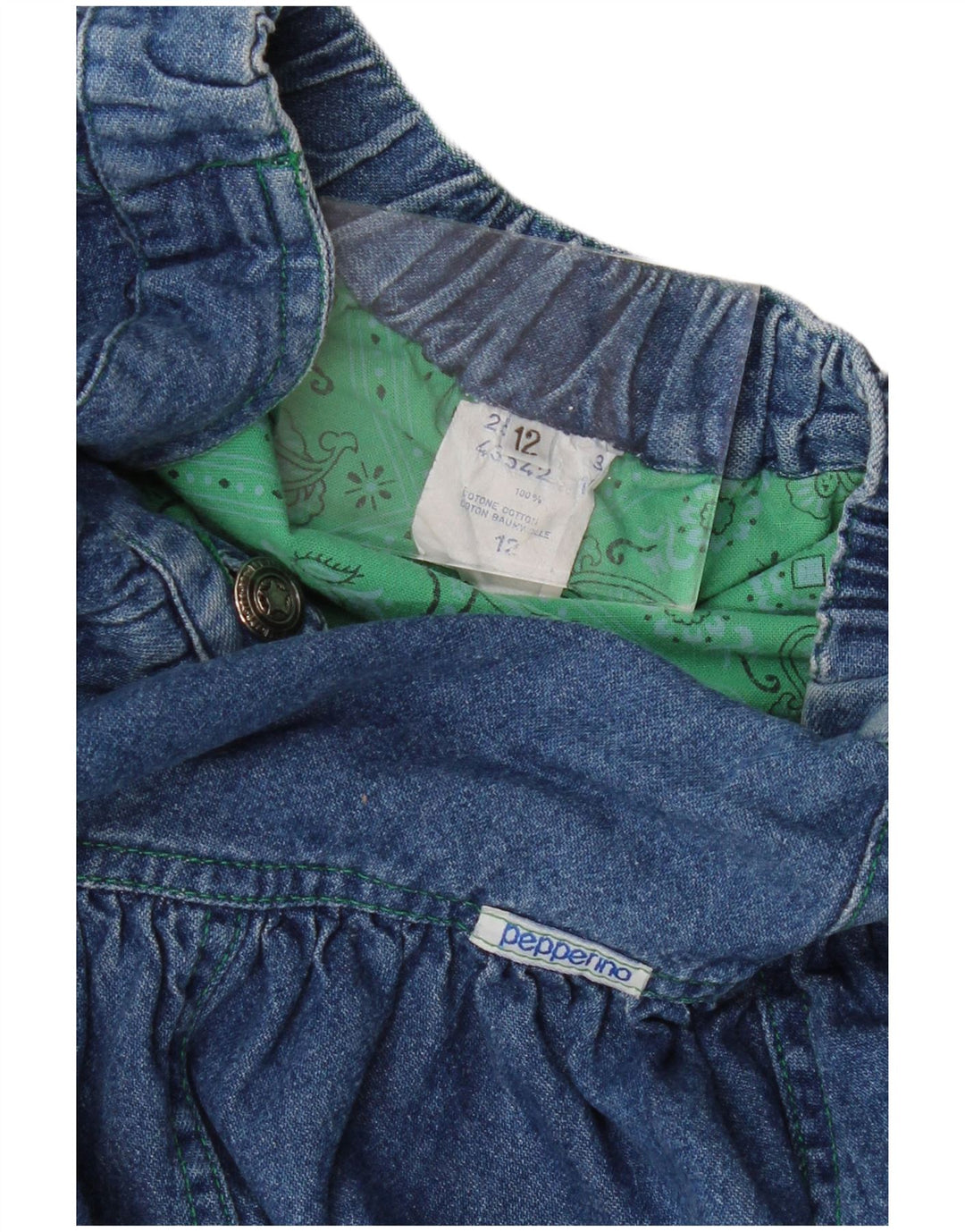 PEPPERINO Damen Jeansrock mit hoher Taille, UK 12, Mittel W24, blau geblümt