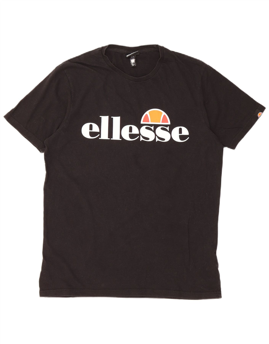 ELLESSE Mens Graphic T-Shirt Top Medium Black Cotton