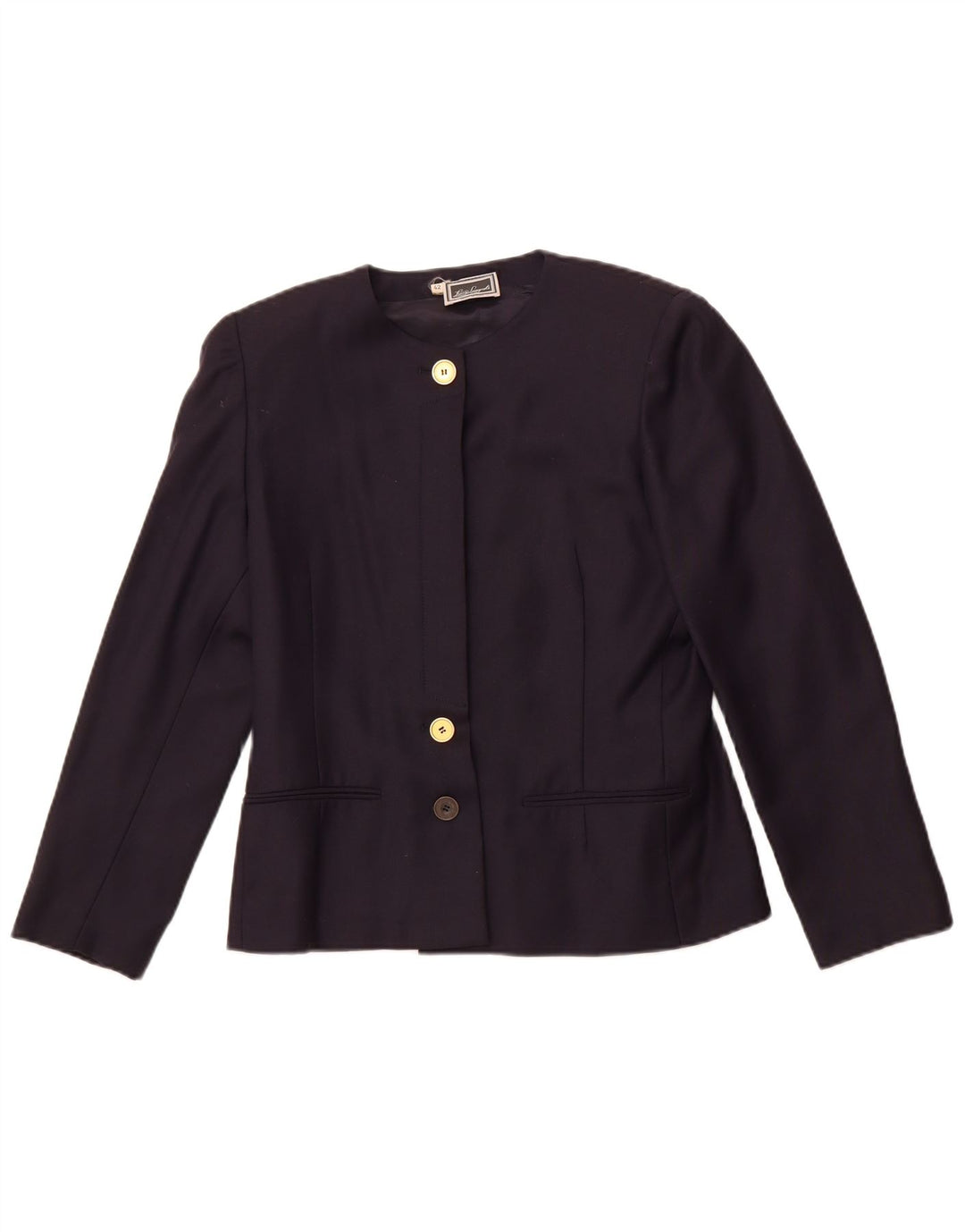 Luisa Spagnoli Damen 3-Knopf-Blazerjacke IT 42 Mittelmarineblaue Wolle