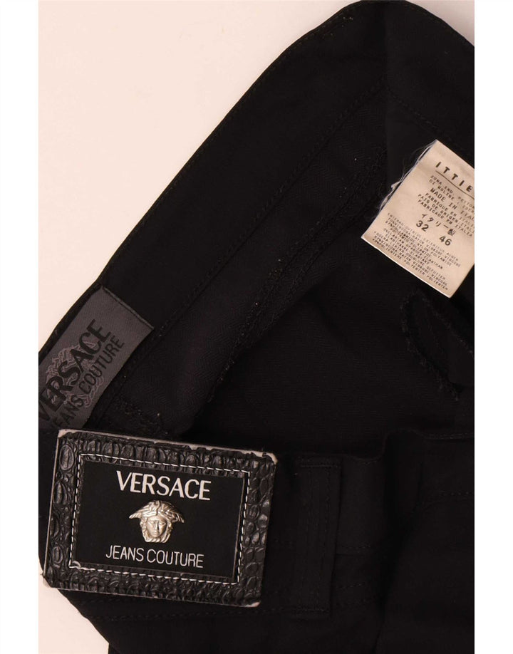 Versace Damen Gerade Freizeithose W32 L31 Schwarz Polyamid