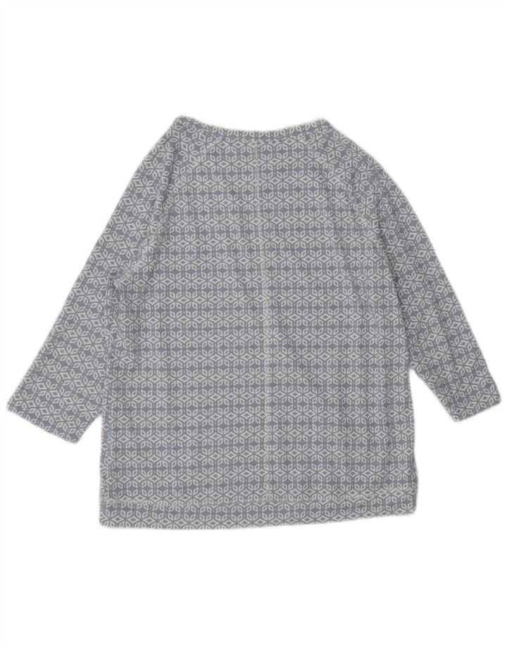 MARKS & SPENCER Damen Top 3/4 Ärmel UK 12 Mittelblau Geometrisch