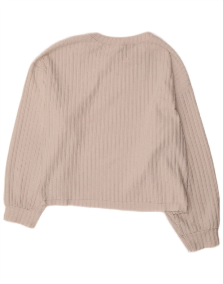 Zara Damen Trafaluc Übergroßes Top Langarm UK 16 Large Weiß Polyester