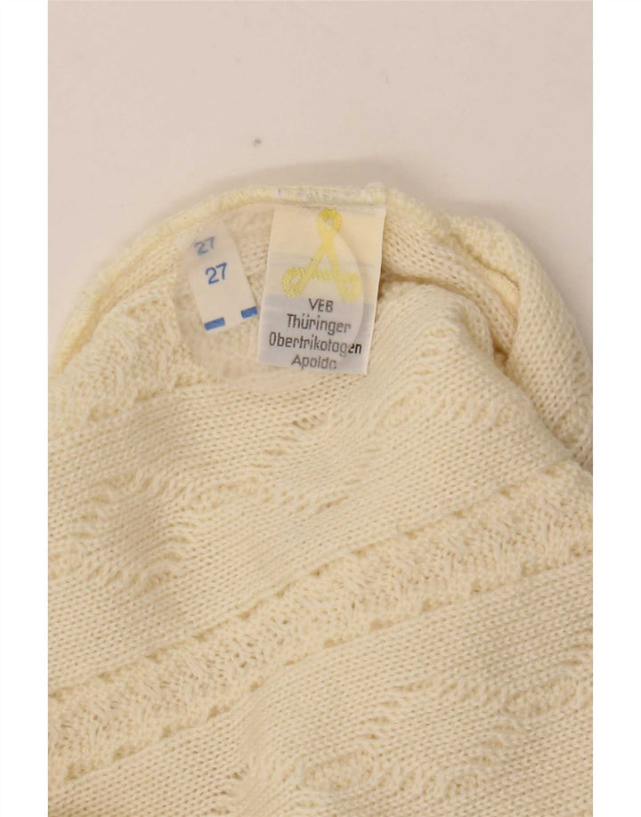 Vintage Herren Rundhalspullover Pullover Small Beige