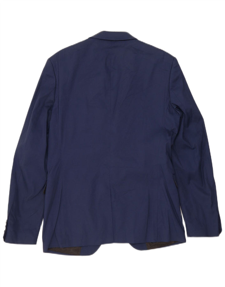 Zara Herren-Blazer mit 2 Knöpfen, EU 50, mittelmarineblaue Baumwolle