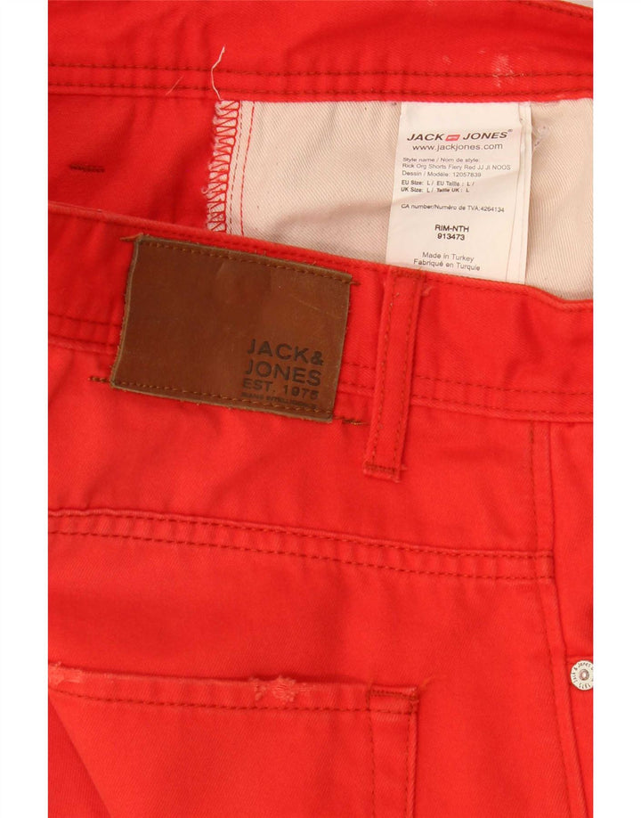 Jack & Jones Herren-Jeansshorts, Größe L, W34, rote Baumwolle