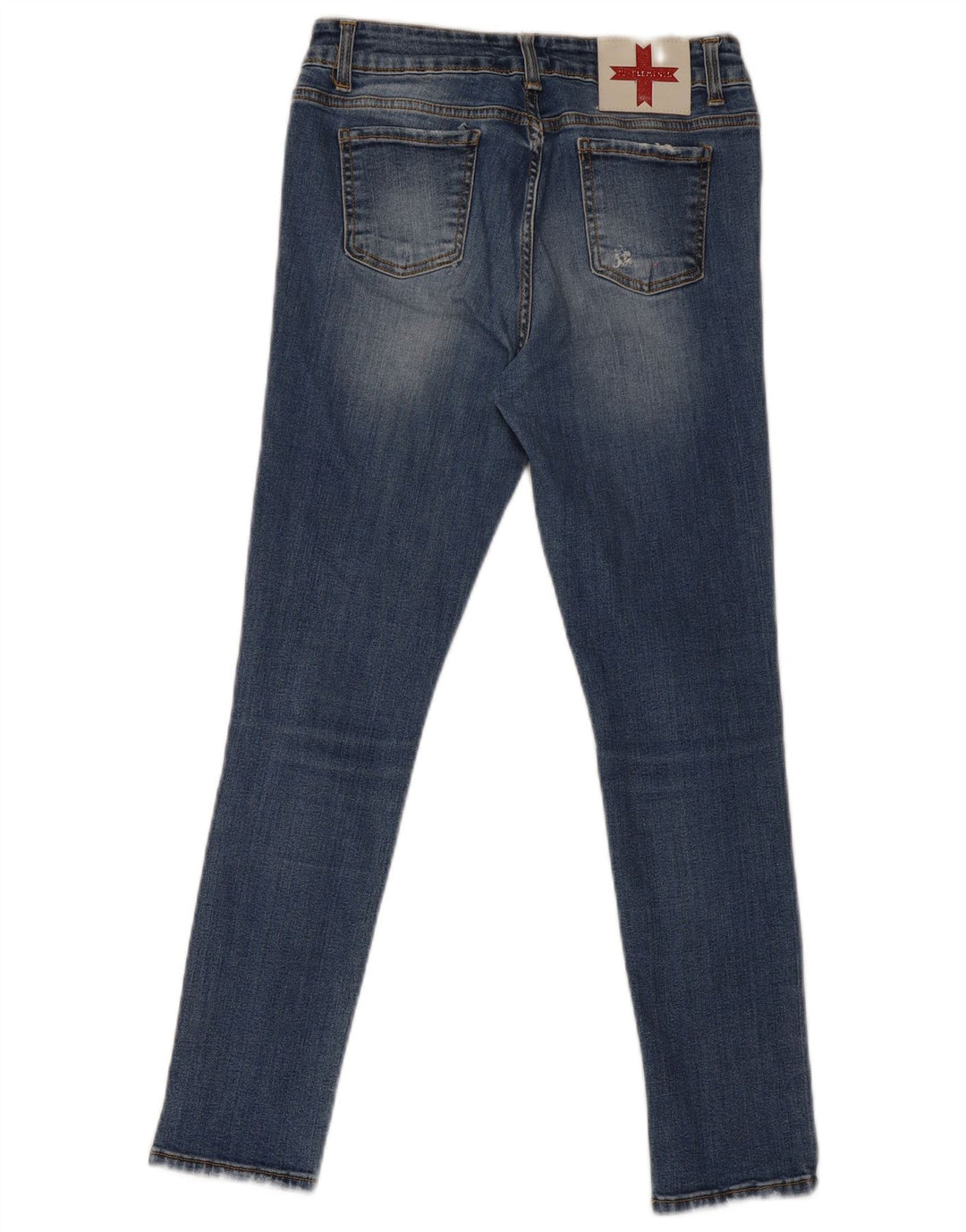 Zu Elements Damen Distressed Super Slim Jeans W30 L28 Blaue Baumwolle