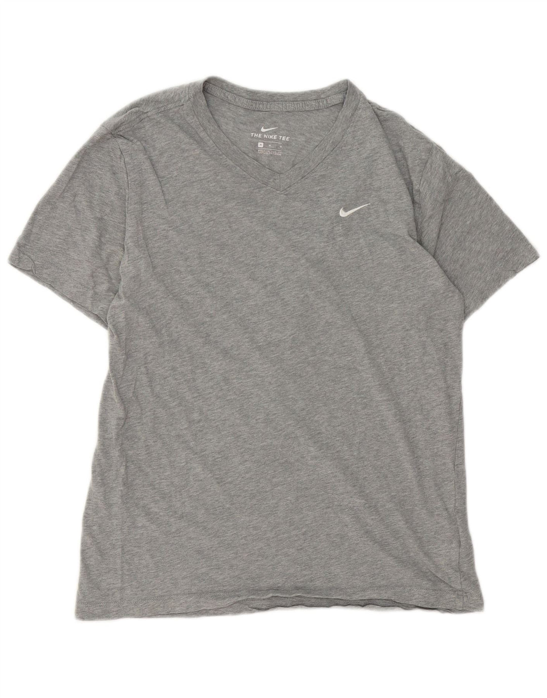 Nike Herren-T-Shirt-Oberteil aus mittelgrau gefleckter Baumwolle