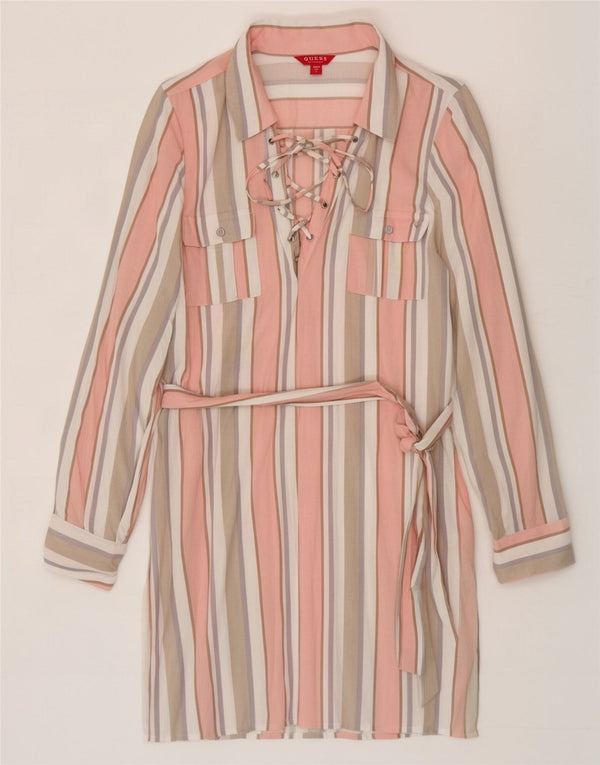 Guess Damen-Hemdkleid, UK 12, mittelgroß, mehrfarbig, gestreift, Rayon