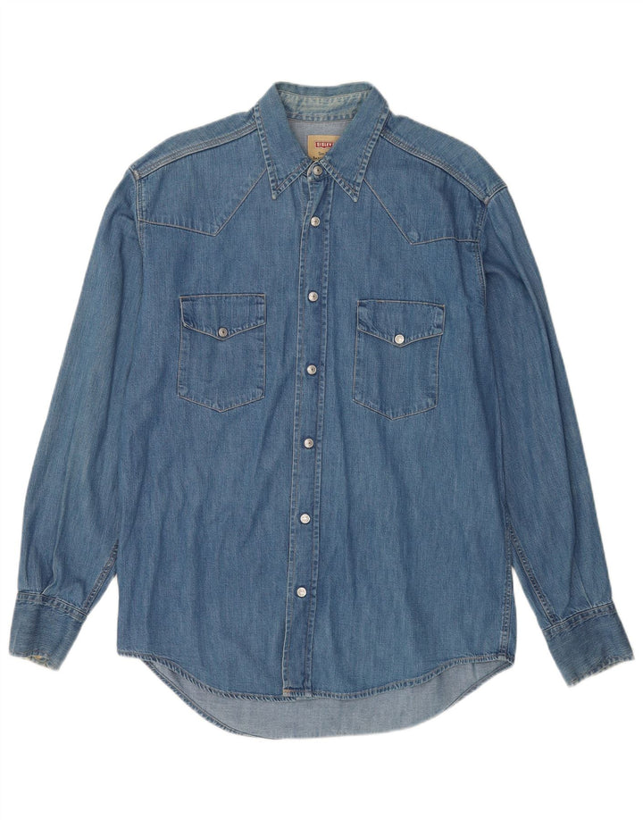 Sisley Herren-Jeanshemd aus mittelblauer Baumwolle