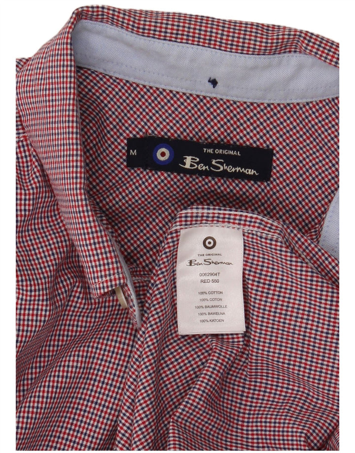 Ben Sherman Herrenhemd aus mittelroter Karo-Baumwolle