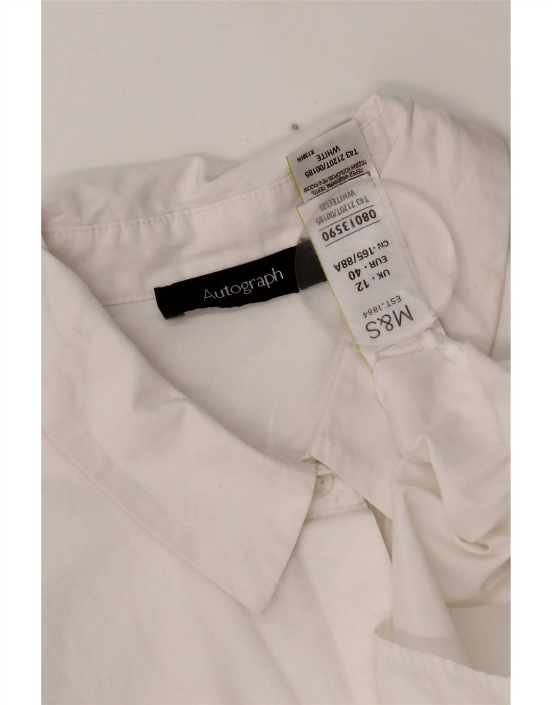 Marks & Spencer Damen Autograph-Hemdbluse, UK 12, mittelweiße Baumwolle