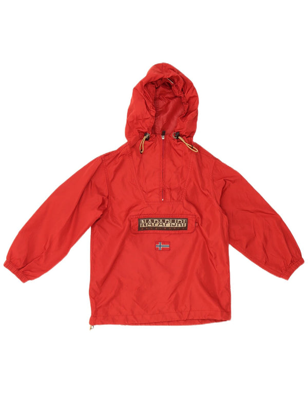 NAPAPIJRI Geographic Graphic Kapuzen-Regenjacke für Jungen, 5–6 Jahre, rotes Nylon