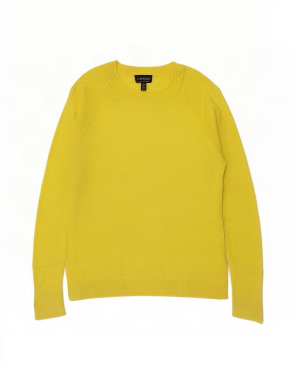 Topshop Damen-Pullover, übergroß, Rundhalsausschnitt, Gr. 8, klein, gelbe Viskose