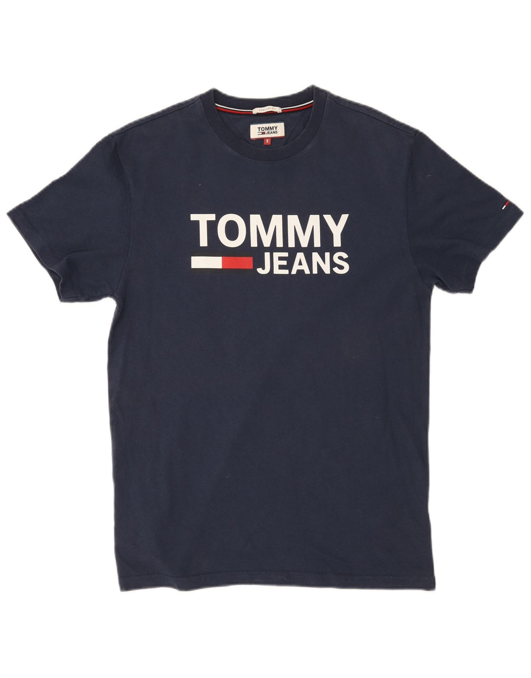 TOMMY HILFIGER Herren-T-Shirt mit normaler Passform, Grafik, Größe S, Marineblau, Baumwolle