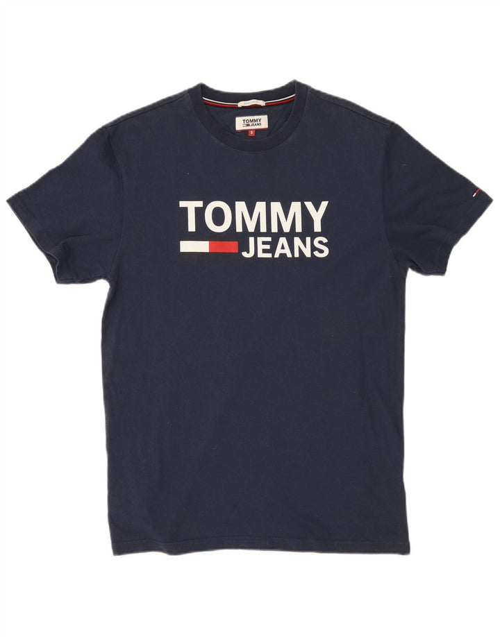 TOMMY HILFIGER Herren-T-Shirt mit normaler Passform, Grafik, Größe S, Marineblau, Baumwolle