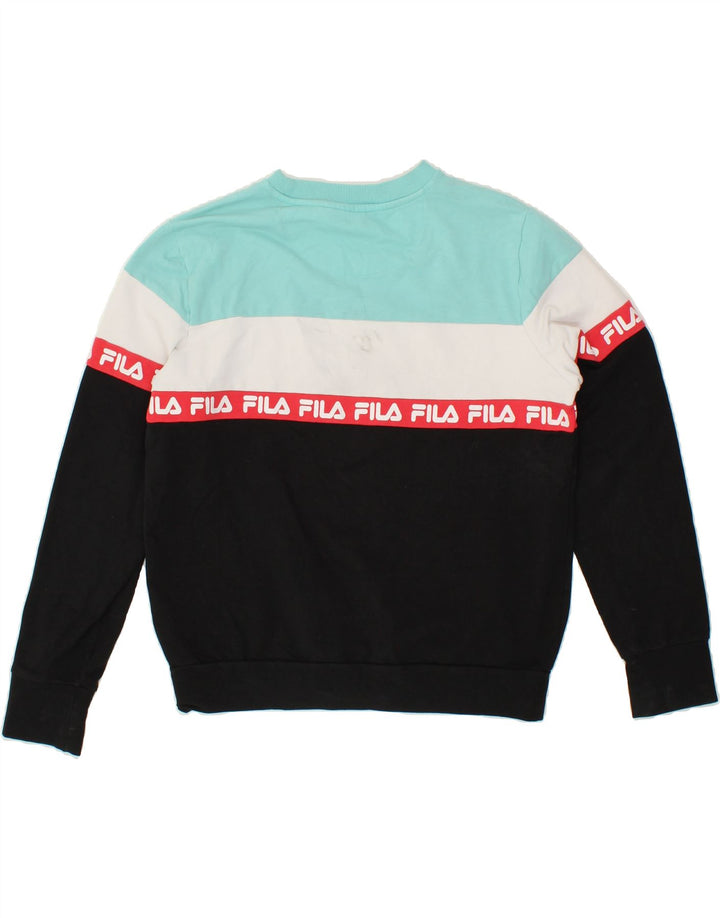 FILA Womens Graphic Sweatshirt Jumper UK 14 Medium Multicoloured Vintage Fila and Second-Hand Fila from Messina Hembry 