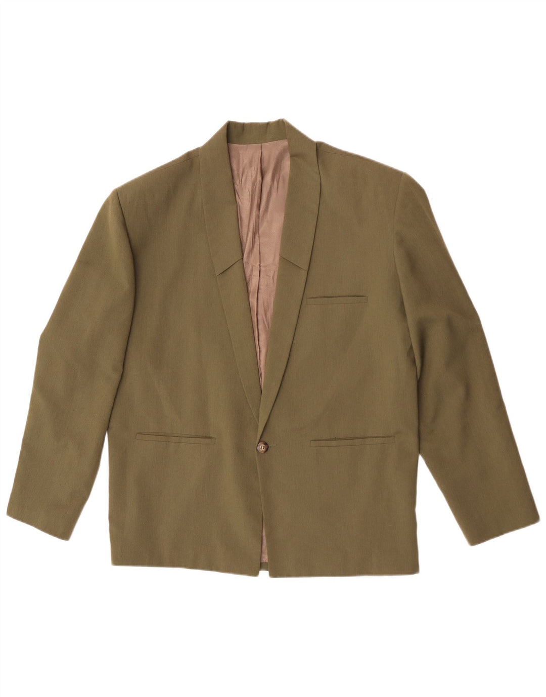 Vintage Herren 1-Knopf-Blazerjacke UK 38 Medium Khaki Polyester