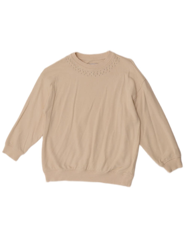 Zara Mädchen-Sweatshirt mit 3/4-Ärmeln, 9–10 Jahre, aus weißer Baumwolle