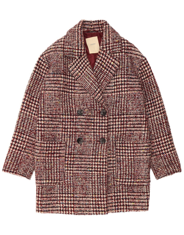 Esprit Damen Zweireihiger Mantel UK 10 Small Burgunderrot Polyester