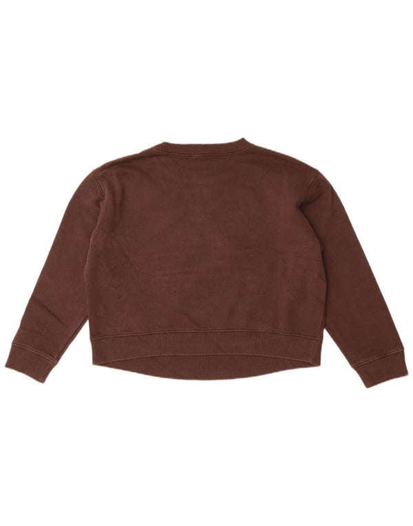 Zara Damen Crop Graphic Oversized Sweatshirt Pullover UK 10 Small Braun