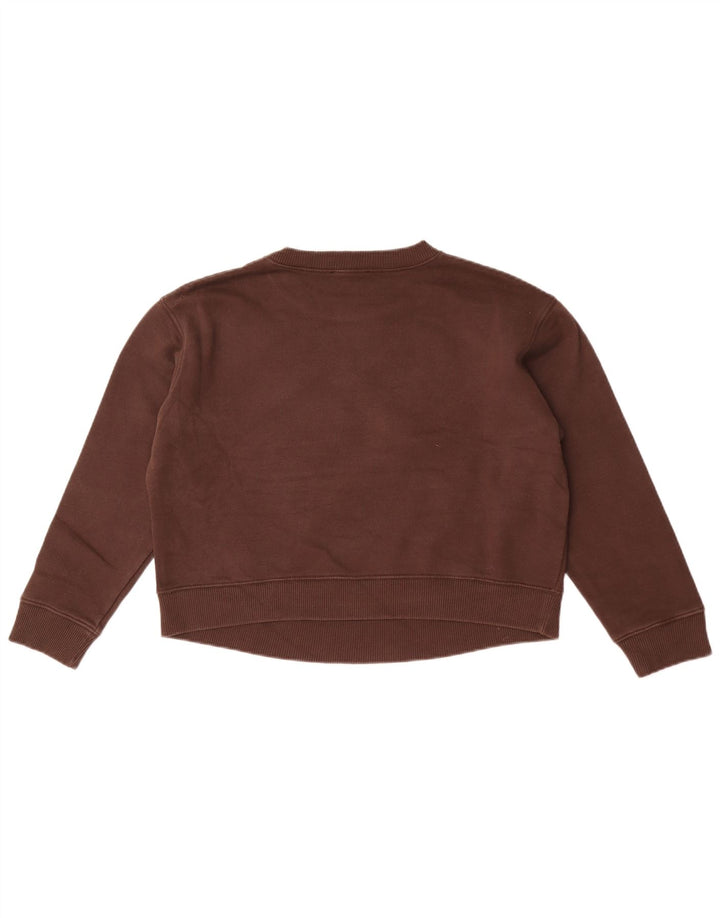 Zara Damen Crop Graphic Oversized Sweatshirt Pullover UK 10 Small Braun