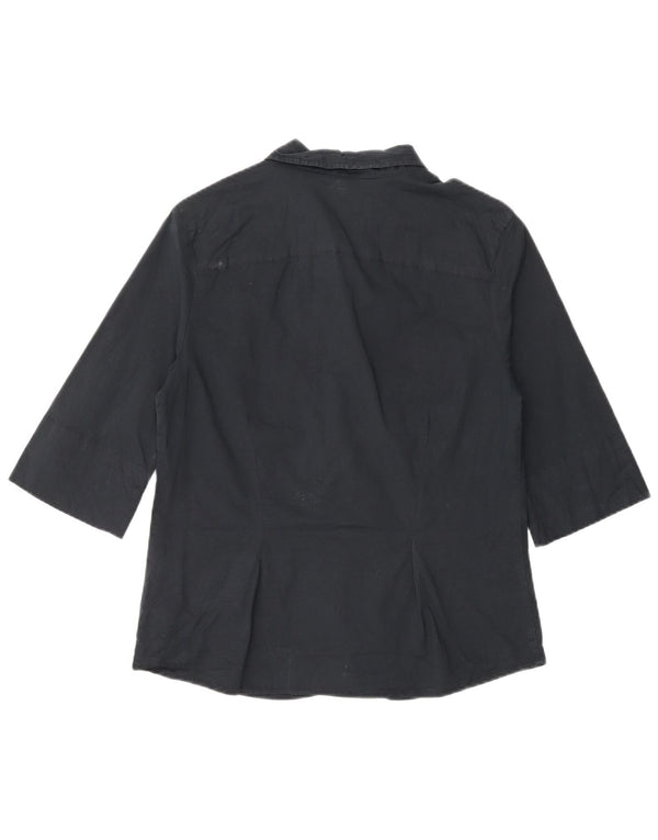 Levi's Damen-Hemd mit 3/4-Ärmeln, UK 14, Größe L, Schwarz, Baumwolle