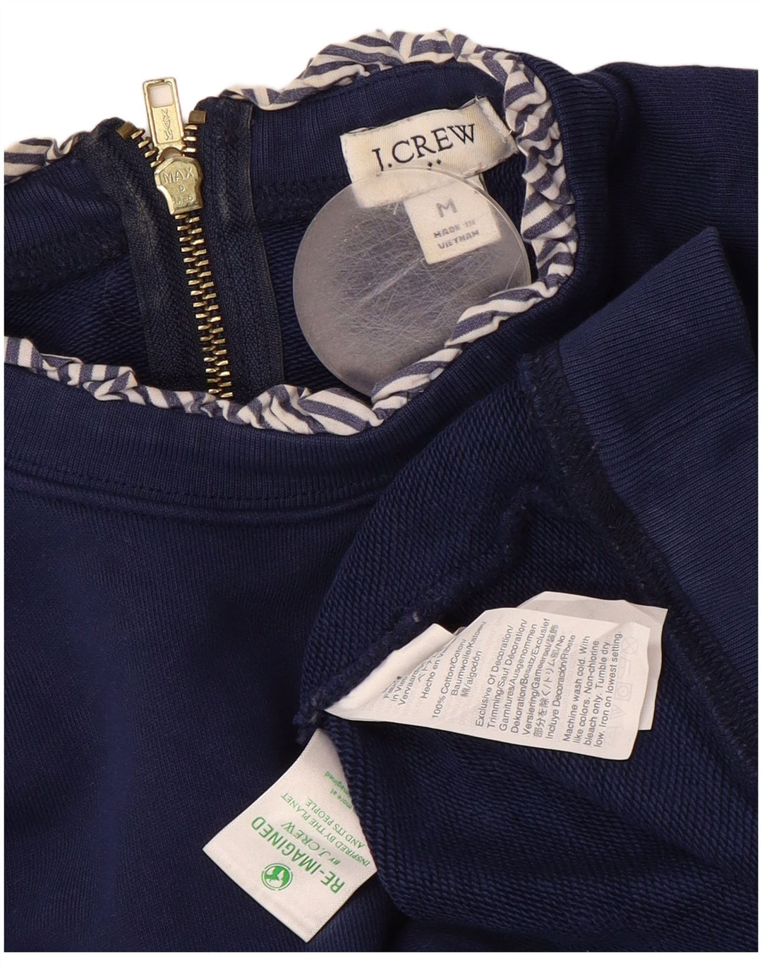 J. CREW Damen-Sweatshirt-Pullover UK 14 Mittelmarineblaue Baumwolle