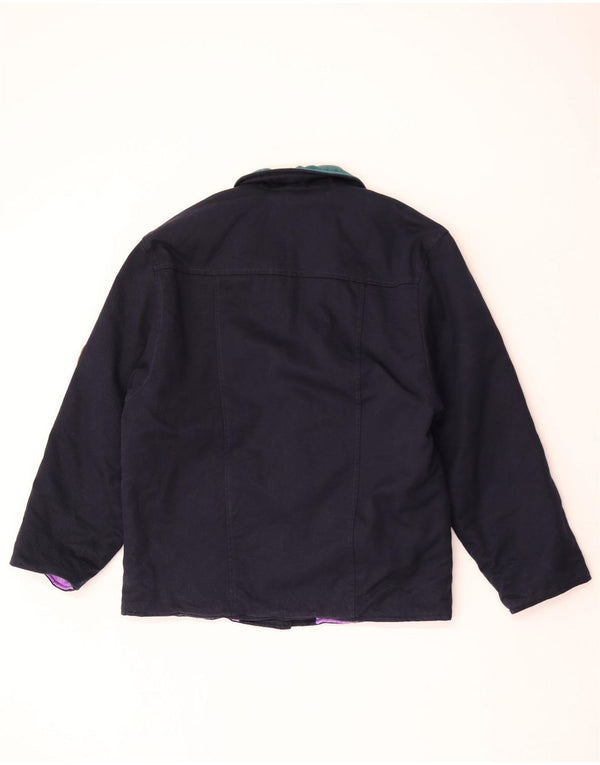 Vintage Damen 2-Knopf-Blazer-Jacke IT 44 Medium Navy Blue Colourblock
