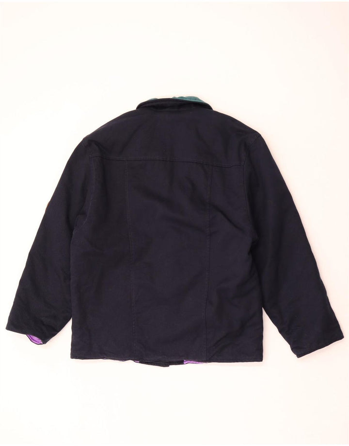 Vintage Damen 2-Knopf-Blazer-Jacke IT 44 Medium Navy Blue Colourblock