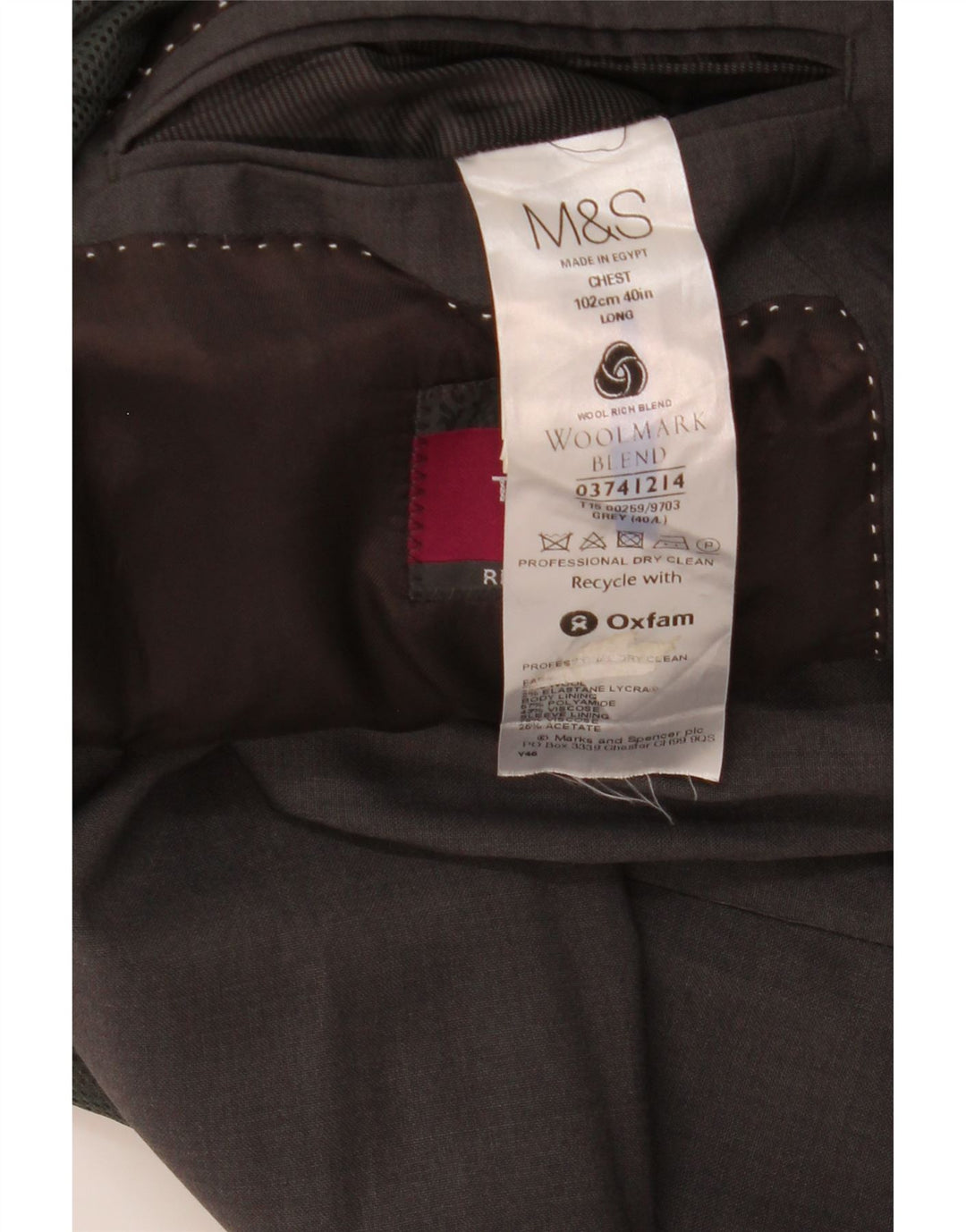 Marks & Spencer Herren-Blazer mit 2 Knöpfen, UK 40, mittelgraue Wolle