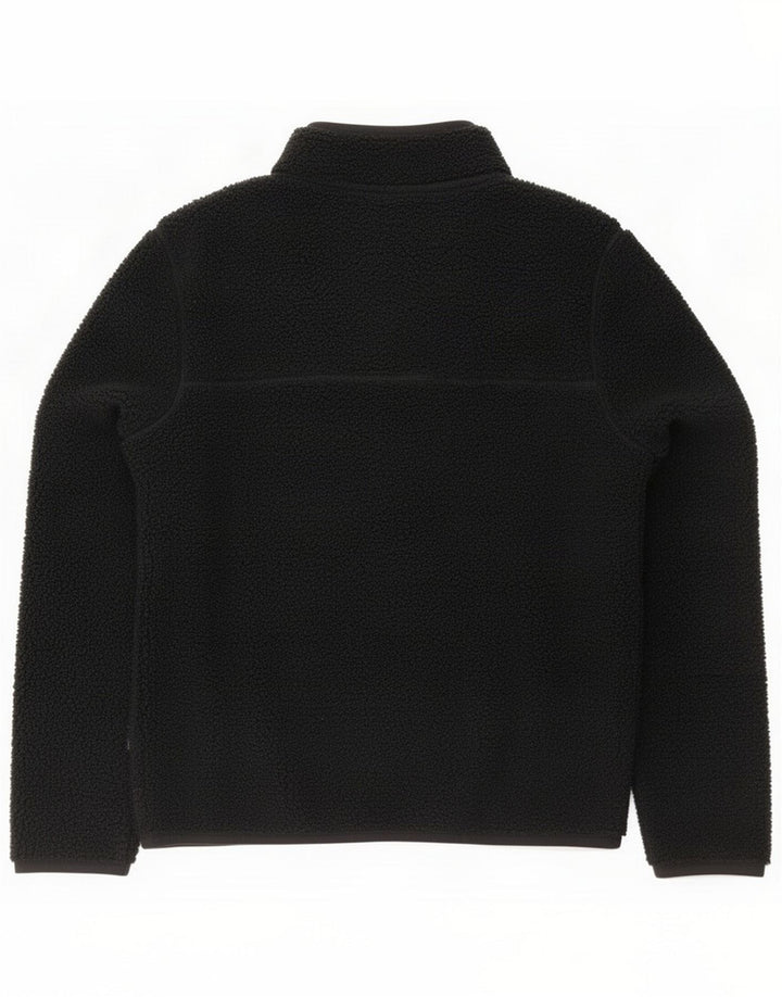 Fat Face Herren-Fleecepullover mit Knopfkragen, groß, schwarz, Polyester