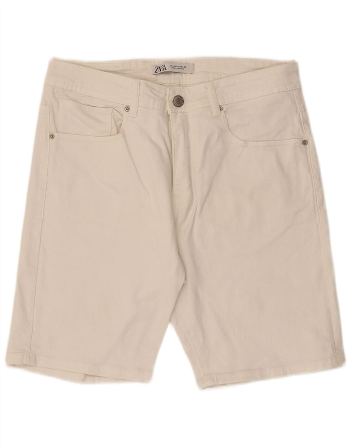 Zara Herren Jeansshorts EU 42 Large W32 Weiße Baumwolle