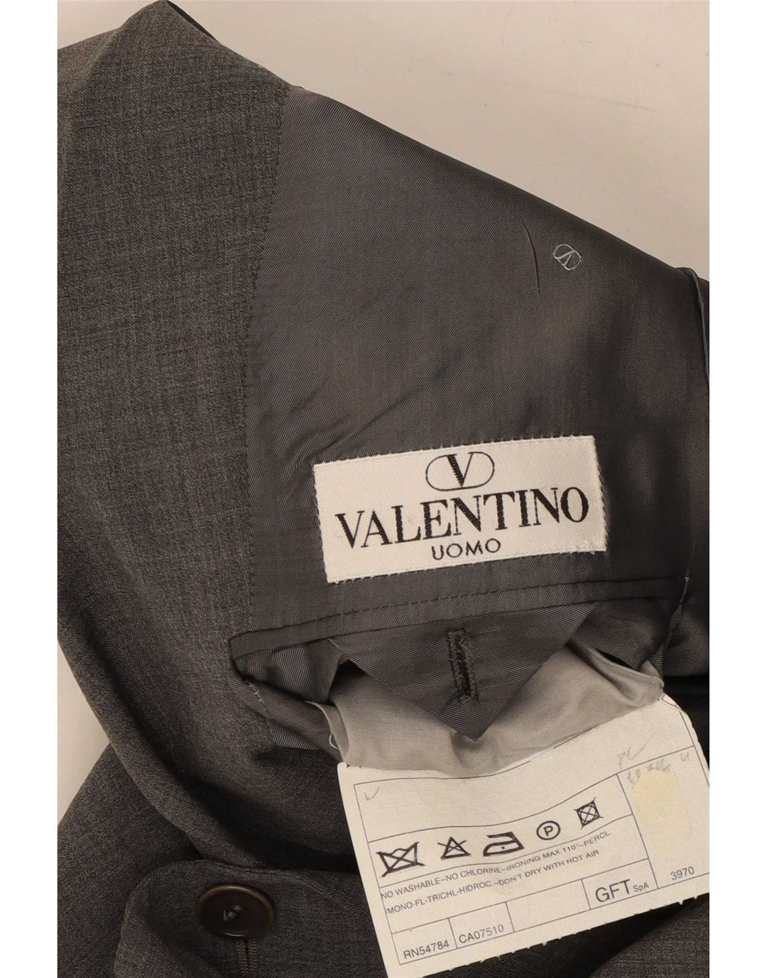 Valentino Herren-Anzug mit 3 Knöpfen, zweiteilig, IT 48, Mittel W30 L31, graue Wolle