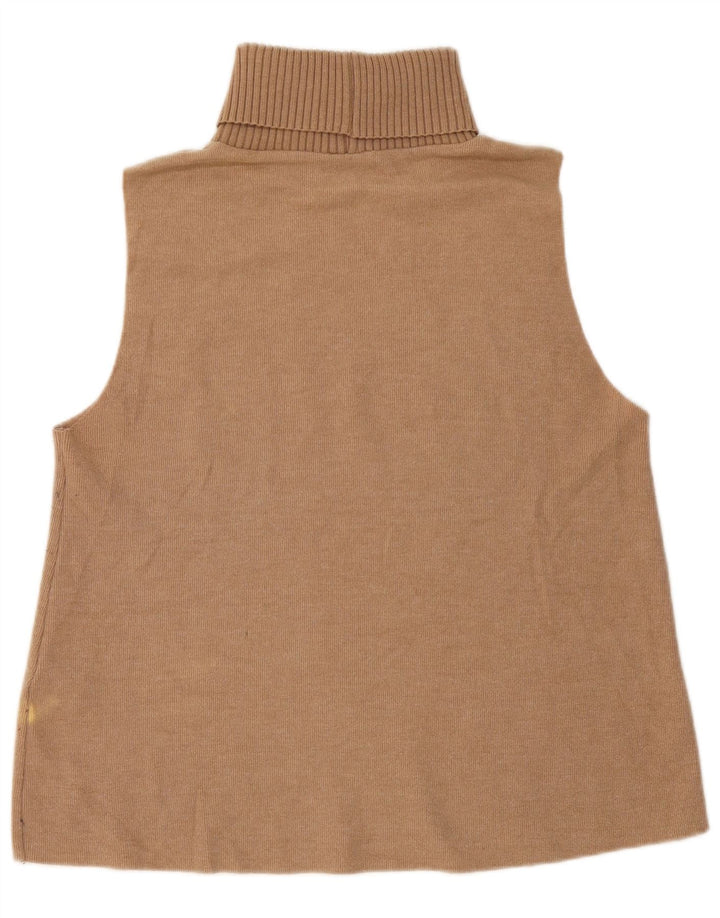 Zara Damen Weste Top UK 16 Large Beige Baumwolle