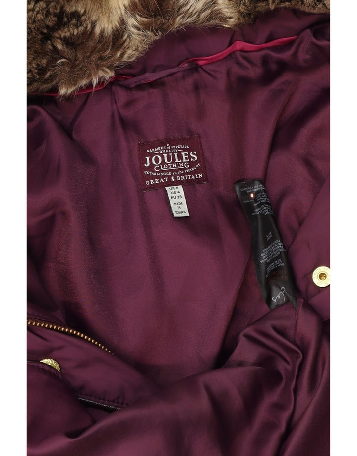 JOULES Damen Übergroßer, wattierter Mantel mit Kapuze, UK 8, Größe S, Lila, Polyester