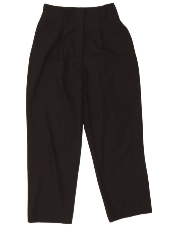 Zara Damen-Freizeithose mit hohem Bund und Zapfen, Größe S, W26, L25, Schwarz, Polyester