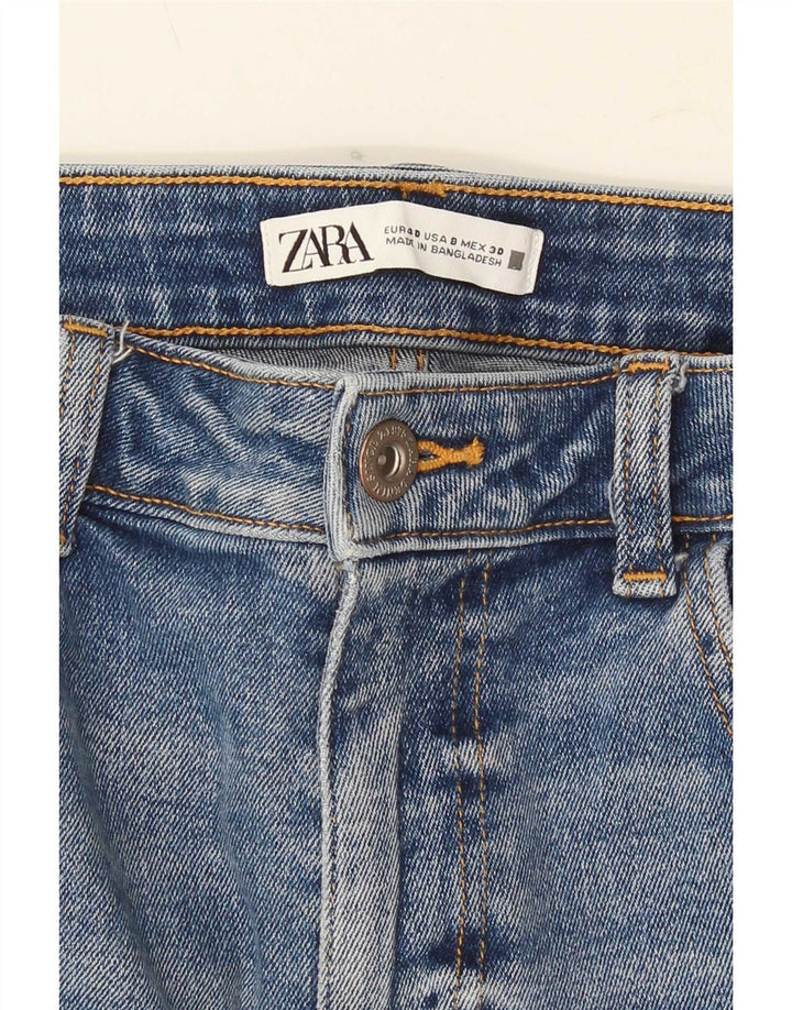 Zara Damen Crop Bootcut Jeans EU 40 Medium W30 L25 Blaue Baumwolle