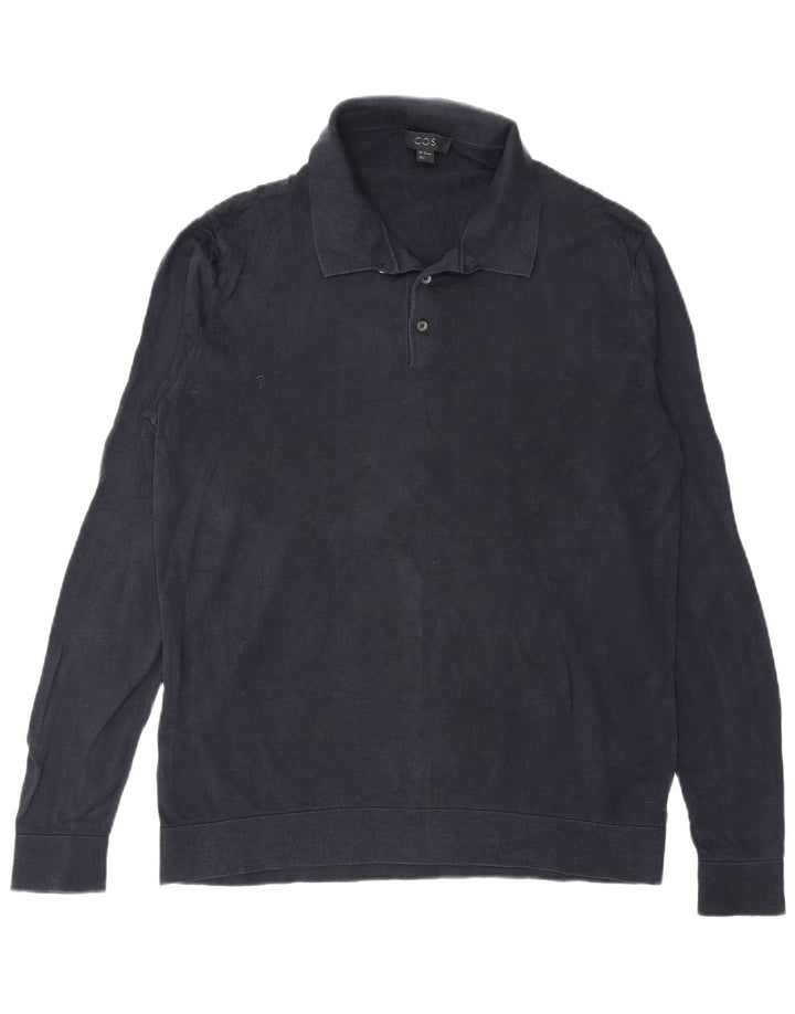 Cos Herren-Pullover mit Rollkragen, mittelgroß, marineblau, Seide