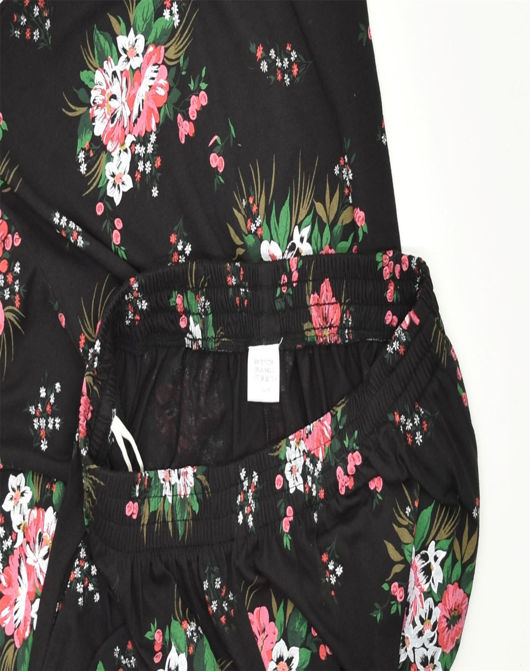 VINTAGE Womens A-Line Skirt IT 44 Medium W30 Black Floral Polyester | Vintage | Thrift | Second-Hand | Used Clothing | Messina Hembry 