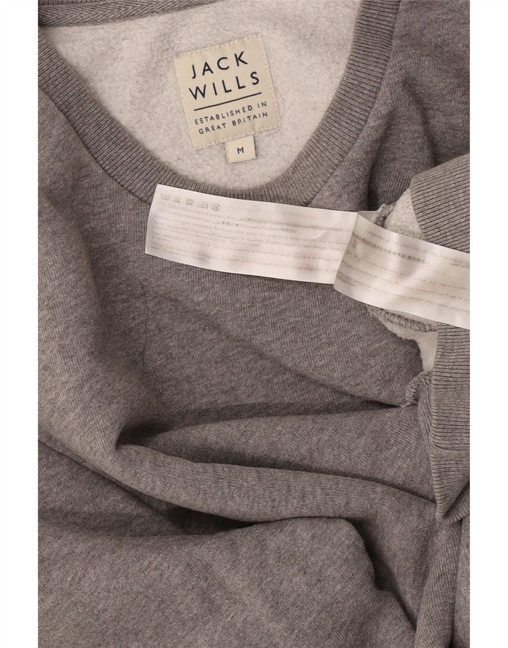 Jack Wills Herren-Sweatshirt-Pullover aus mittelgrau gefleckter Baumwolle