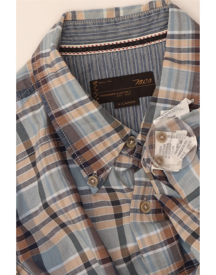 MARLBORO CLASSICS Herren-Kurzarmhemd XL, blau kariert, Baumwolle