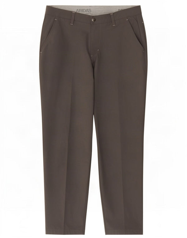 Adidas Mens Straight Chino Trousers W34 L30 Grey Polyester