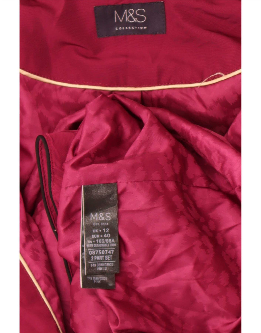 Marks & Spencer Damen Wattierte Jacke UK 12 Mittelrosa Polyester