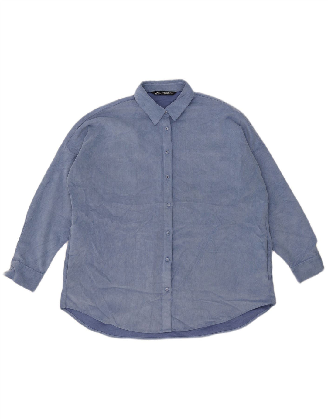 Zara Damen Übergroßes Cordhemd UK 10 Small Blau Polyester