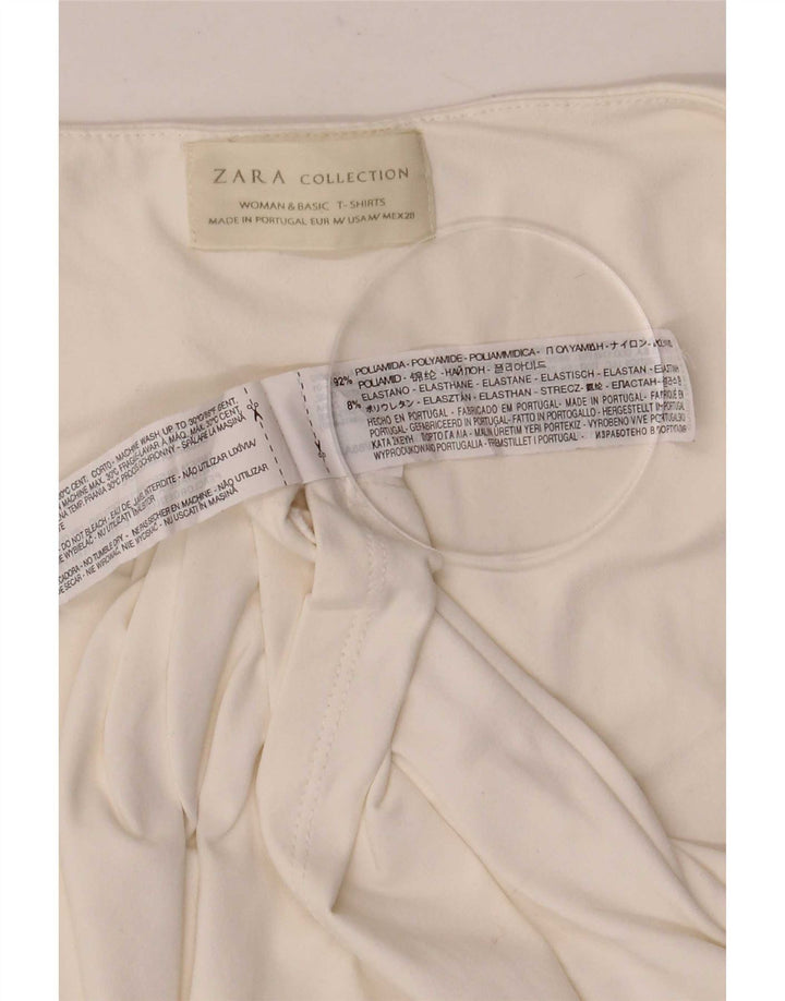 Zara Damen Weste Top UK 12 Medium Weiß Polyamid