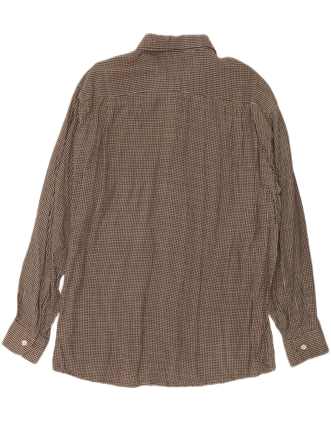 VINTAGE Mens Shirt Large Brown Check Viscose