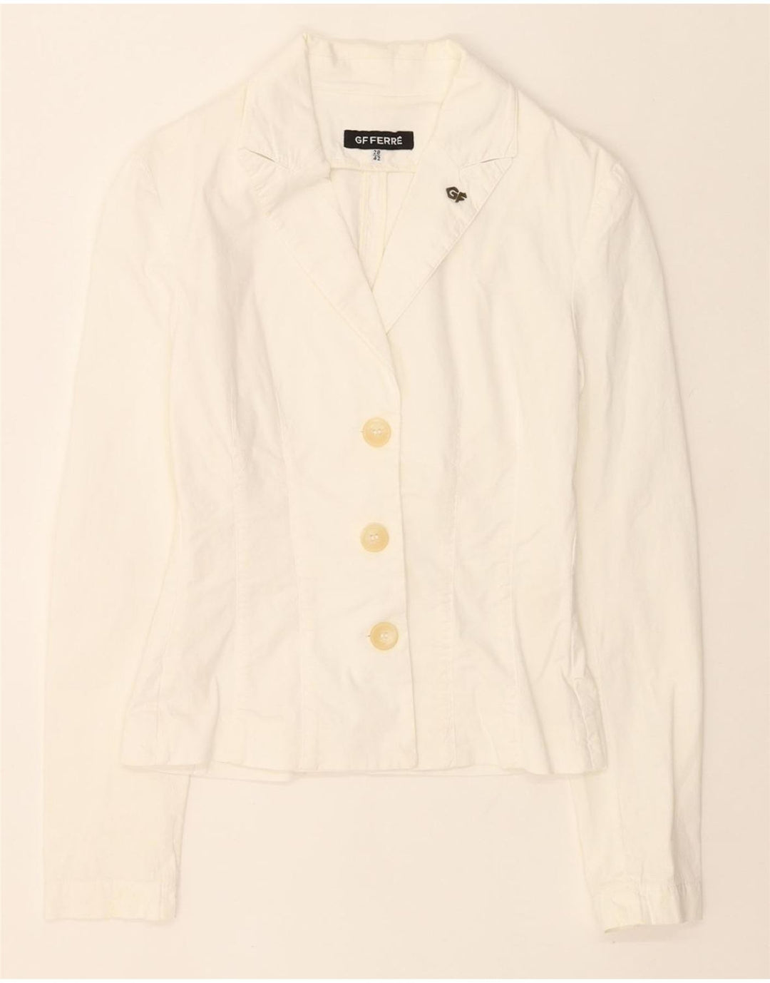 GF FERRE Womens 3 Button Blazer Jacket IT 42 Medium White Vintage GF Ferre and Second-Hand GF Ferre from Messina Hembry 