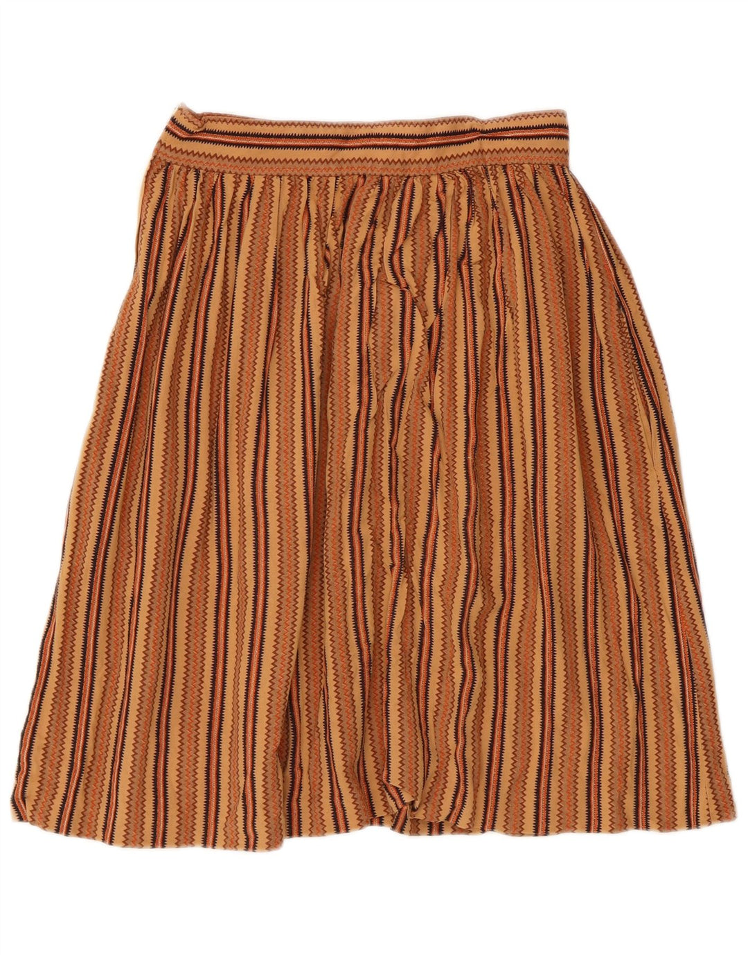 Vintage Womens Pleated Skirt IT 44 Medium W26 Brown Geometric Aztec