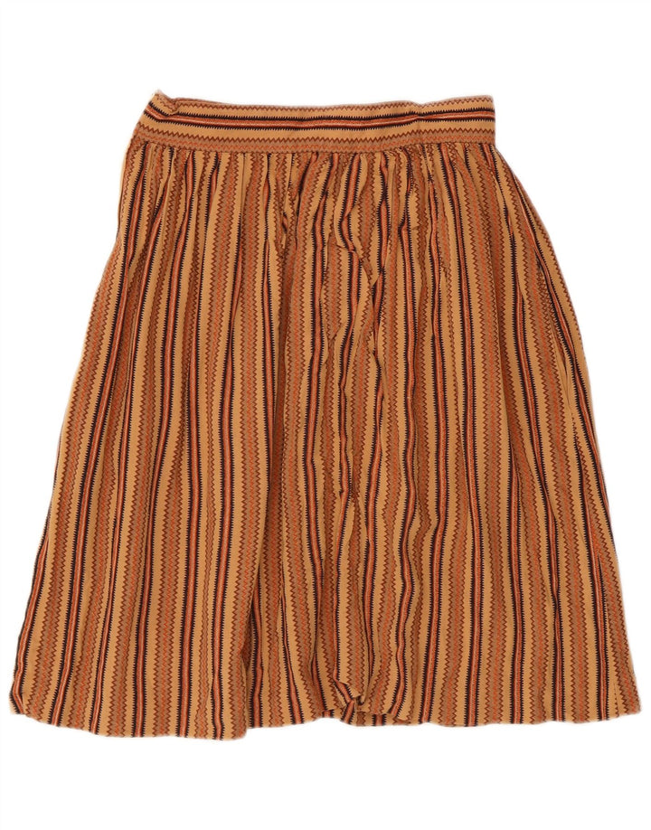 Vintage Womens Pleated Skirt IT 44 Medium W26 Brown Geometric Aztec
