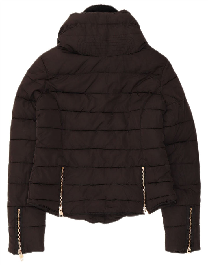 Zara Damen-Kapuzenjacke, wattiert, Gr. 10, Größe S, Schwarz, Polyester